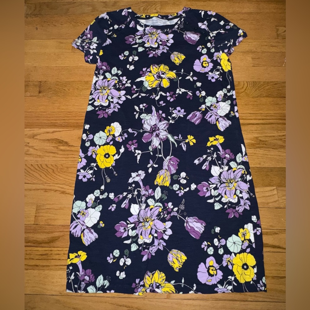 Floral Kids Dress in Navy and Yellow